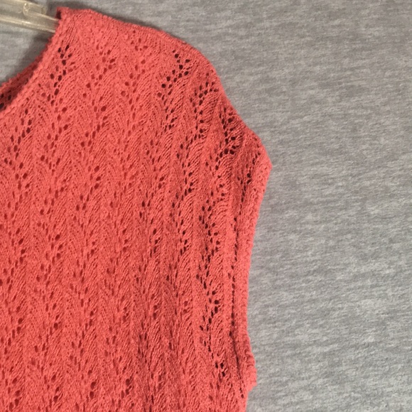 COLDWATER CREEK Crochet Lace Top with Full Tank Top UnderDeep Peach Color - Picture 5 of 16